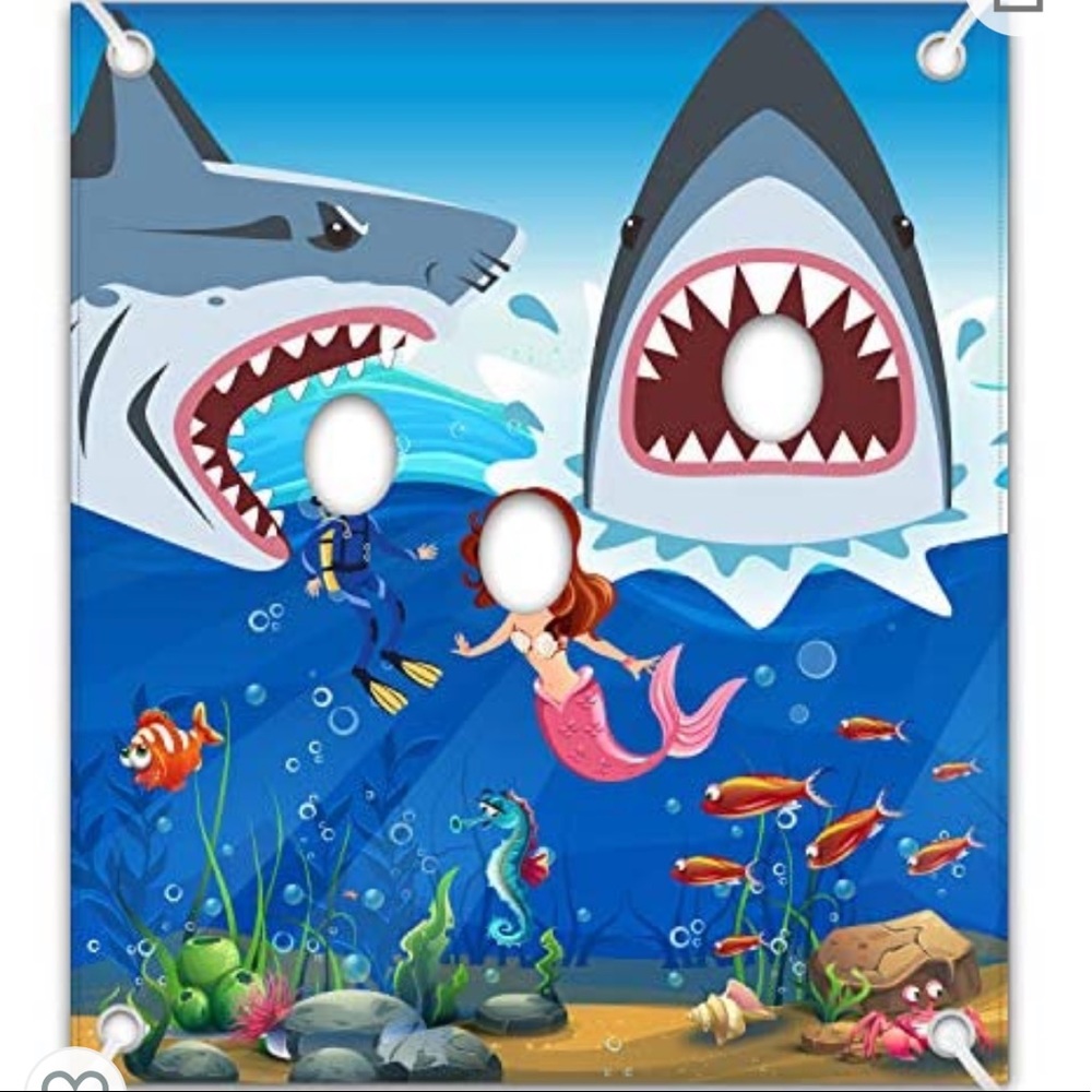 Giant Fabric Shark Photo Booth Background Like New